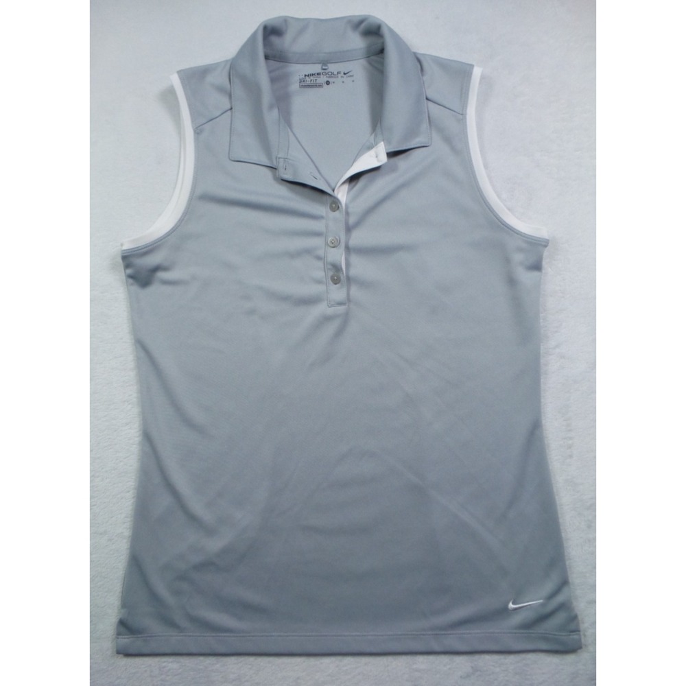 Nike Golf Top Womens Size Medium Gray Dri-Fit Polo Shirt Sleeveless Activewear